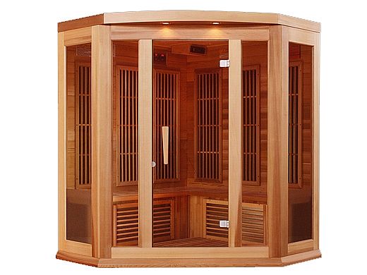 Golden Designs Maxxus 3-Person Corner FAR Infrared Sauna Carbon Low EMF with Canadian Red Cedar | MX-K356-01 CED