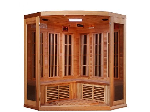 Golden Designs Maxxus 3-Person Corner FAR Infrared Sauna Carbon Low EMF with Canadian Red Cedar | MX-K356-01 CED