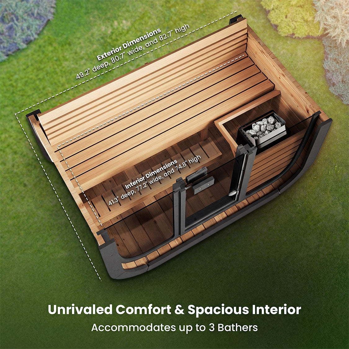 SaunaLife CL4G 3 Person Cube Series Outdoor Sauna Kit