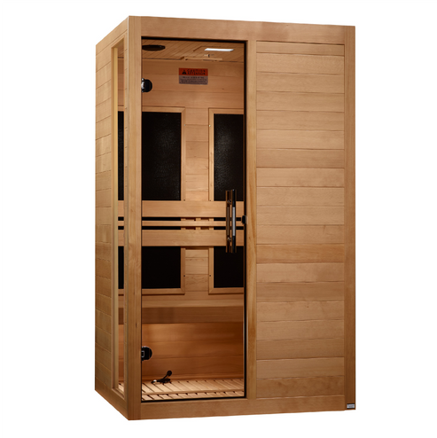 Golden Designs Lucca Elite 2-person Ultra Low EMF FAR Infrared Sauna with Canadian Hemlock