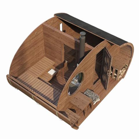 SaunaLife Model G11 Garden-Series Outdoor Home Sauna Kit -2 Room Sauna