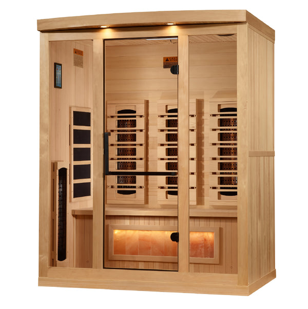 Golden Designs 3-Person Full Spectrum Infrared Sauna with Himalayan Salt Bar | GDI-8030-03
