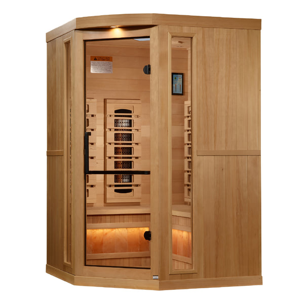 Golden Designs 3-Person Full Spectrum Infrared Sauna with Himalayan Salt Bar (Corner Unit) | GDI-8035-03
