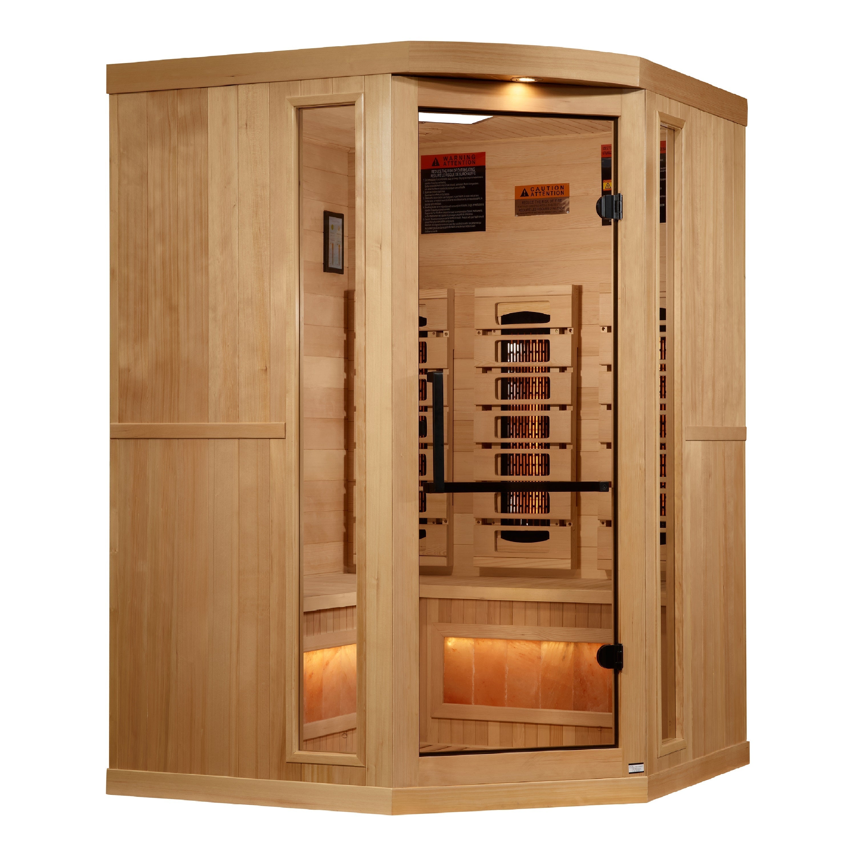 Golden Designs 3-Person Full Spectrum Infrared Sauna with Himalayan Salt Bar (Corner Unit) | GDI-8035-03