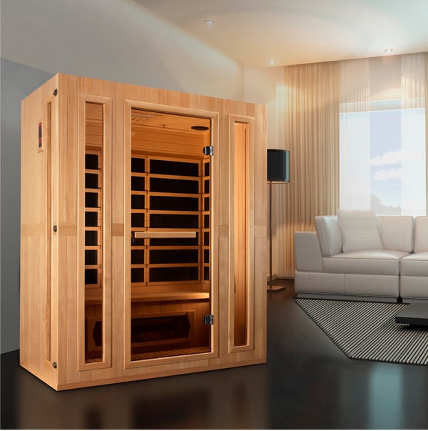 Golden Designs Maxxus "Trinity" Dual Tech 3-Person Low EMF FAR Infrared Sauna with Canadian Hemlock | MX-LS3-01
