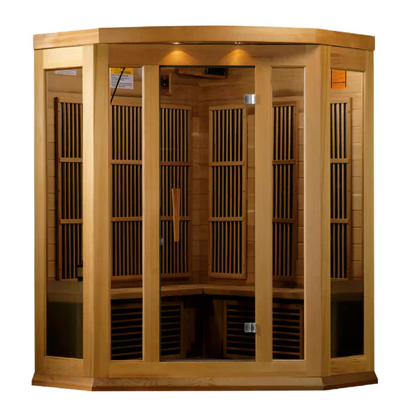 Golden Designs Maxxus 3-Person Corner FAR Infrared Sauna Carbon Low EMF with Canadian Red Cedar | MX-K356-01 CED