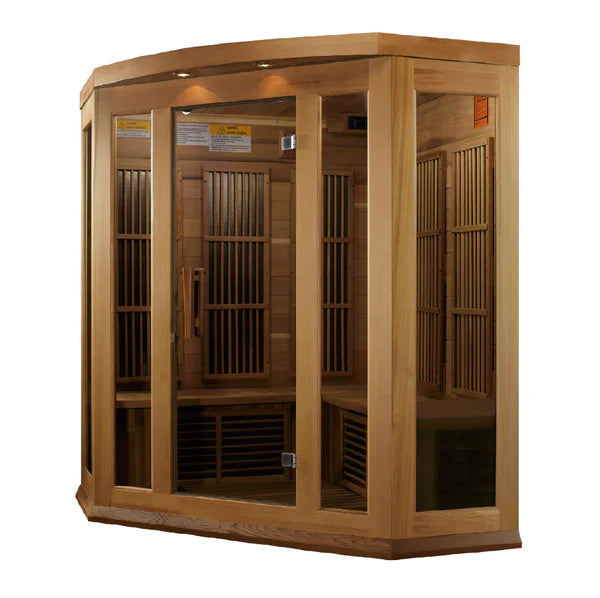 Golden Designs Maxxus 3-Person Corner FAR Infrared Sauna Carbon Low EMF with Canadian Red Cedar | MX-K356-01 CED