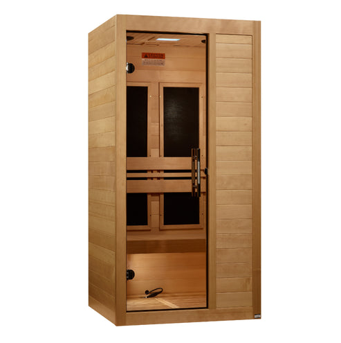 Golden Designs Maxxus S-Line 1-Person Low EMF FAR Infrared Sauna with Canadian Hemlock