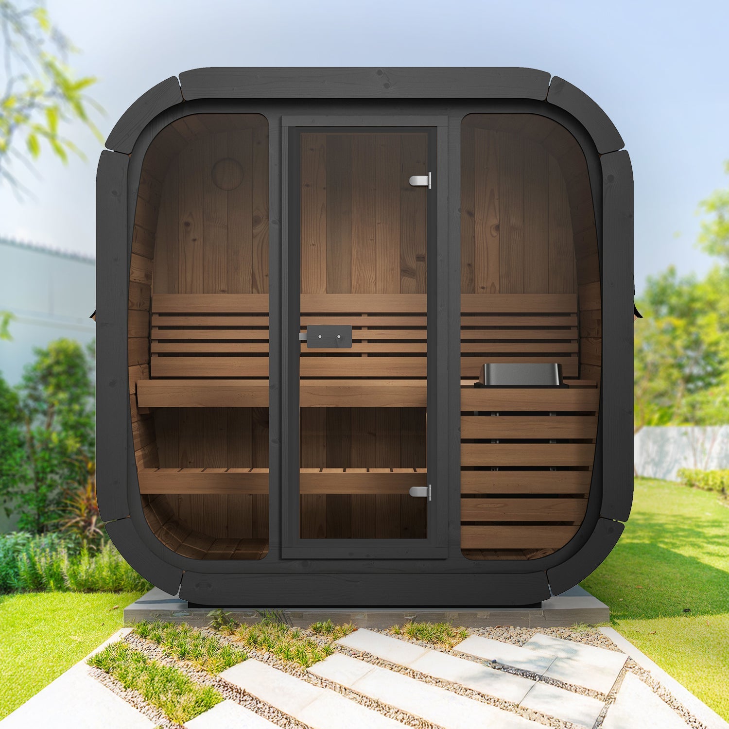 SaunaLife 3-Person Cube-Series Outdoor Home Sauna Kit CL4G