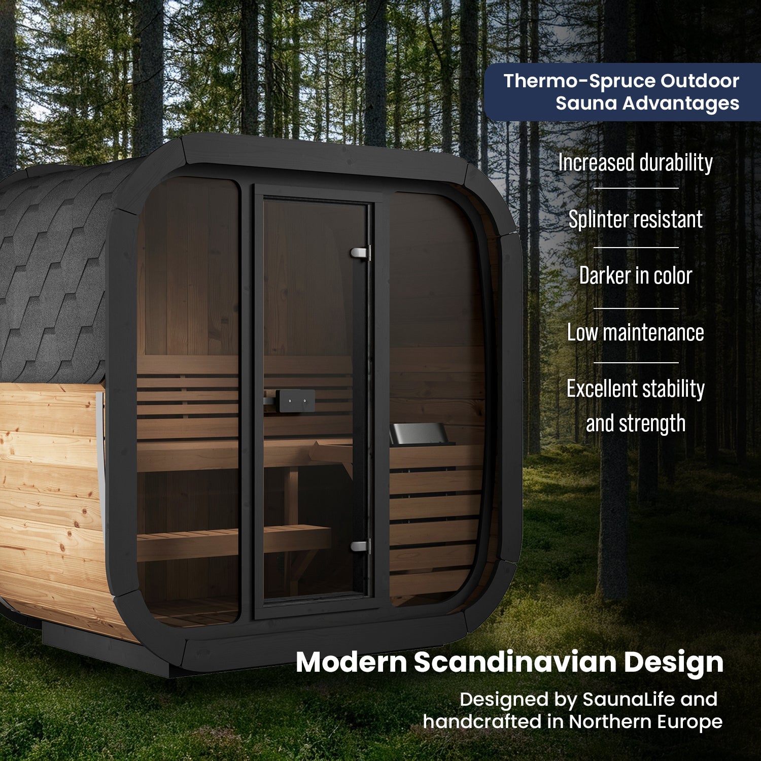 SaunaLife 3-Person Cube-Series Outdoor Home Sauna Kit CL4G