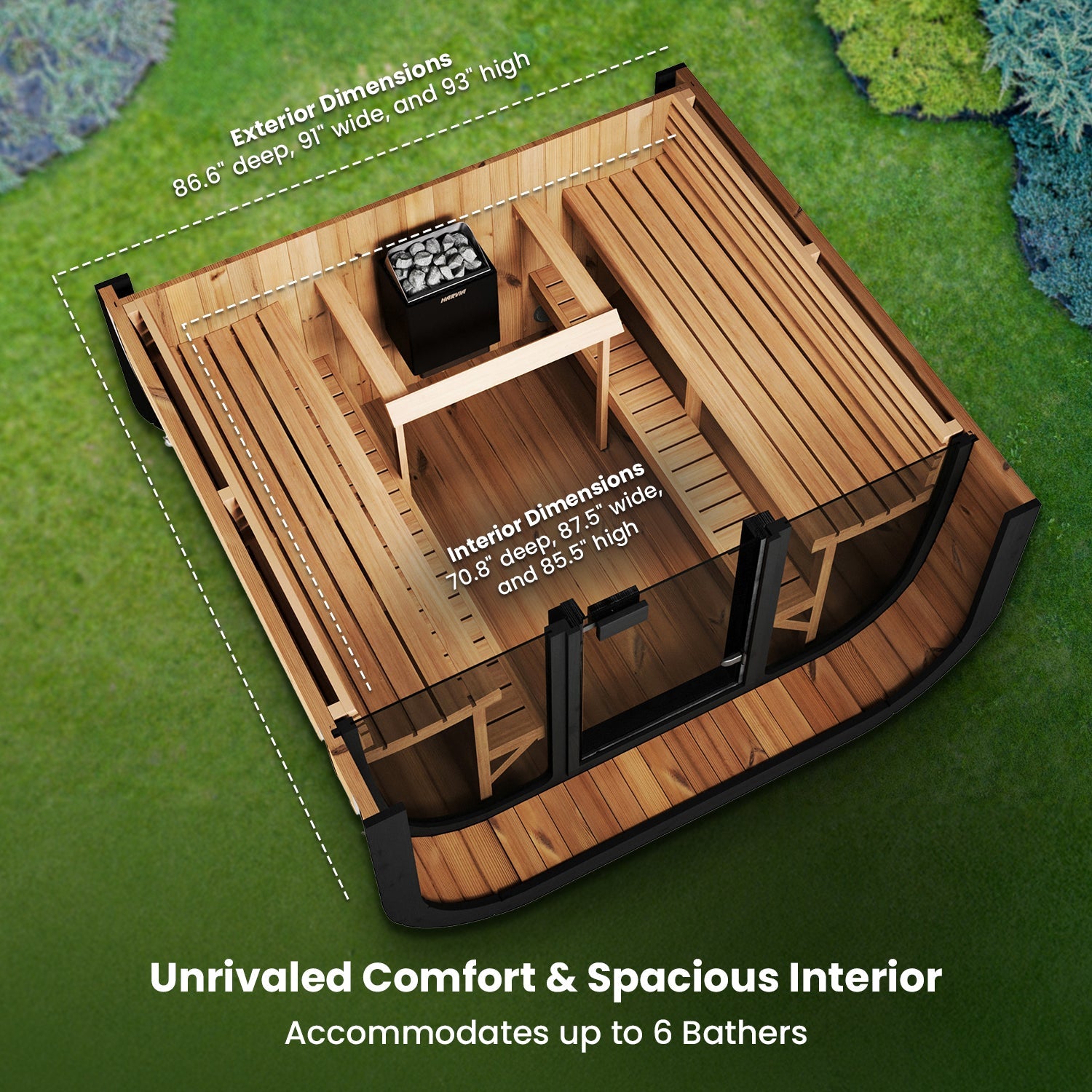 SaunaLife 6-Person Cube-Series Outdoor Home Sauna Kit CL7G