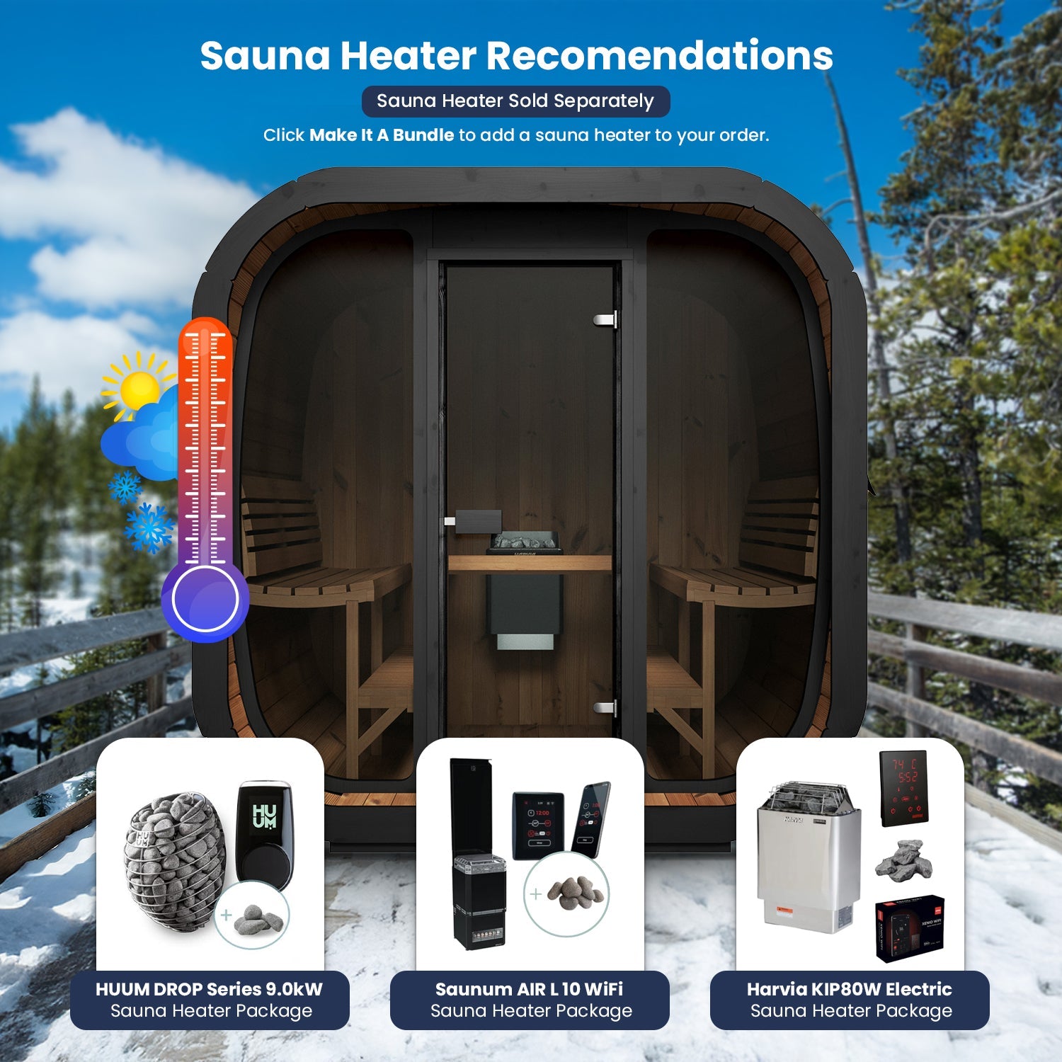 SaunaLife 6-Person Cube-Series Outdoor Home Sauna Kit CL7G