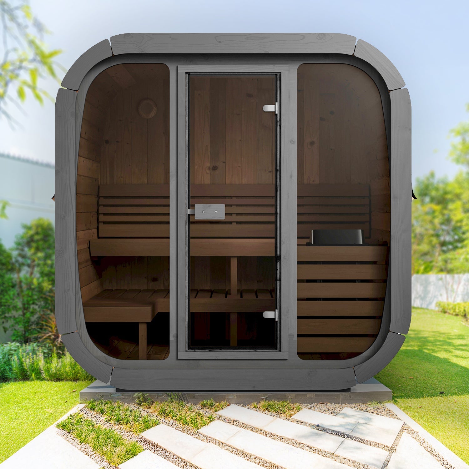 SaunaLife 4-Person Cube-Series Outdoor Home Sauna Kit CL5G
