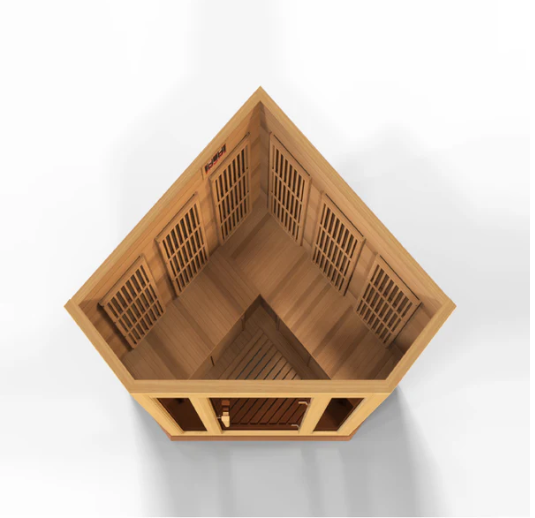 Golden Designs Maxxus 3-Person Corner FAR Infrared Sauna Carbon Low EMF with Canadian Red Cedar | MX-K356-01 CED