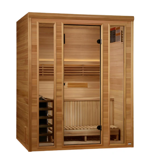 Golden Designs "Andermatt" 3-Person Traditional Steam Sauna – Pacific Premium Clear Cedar