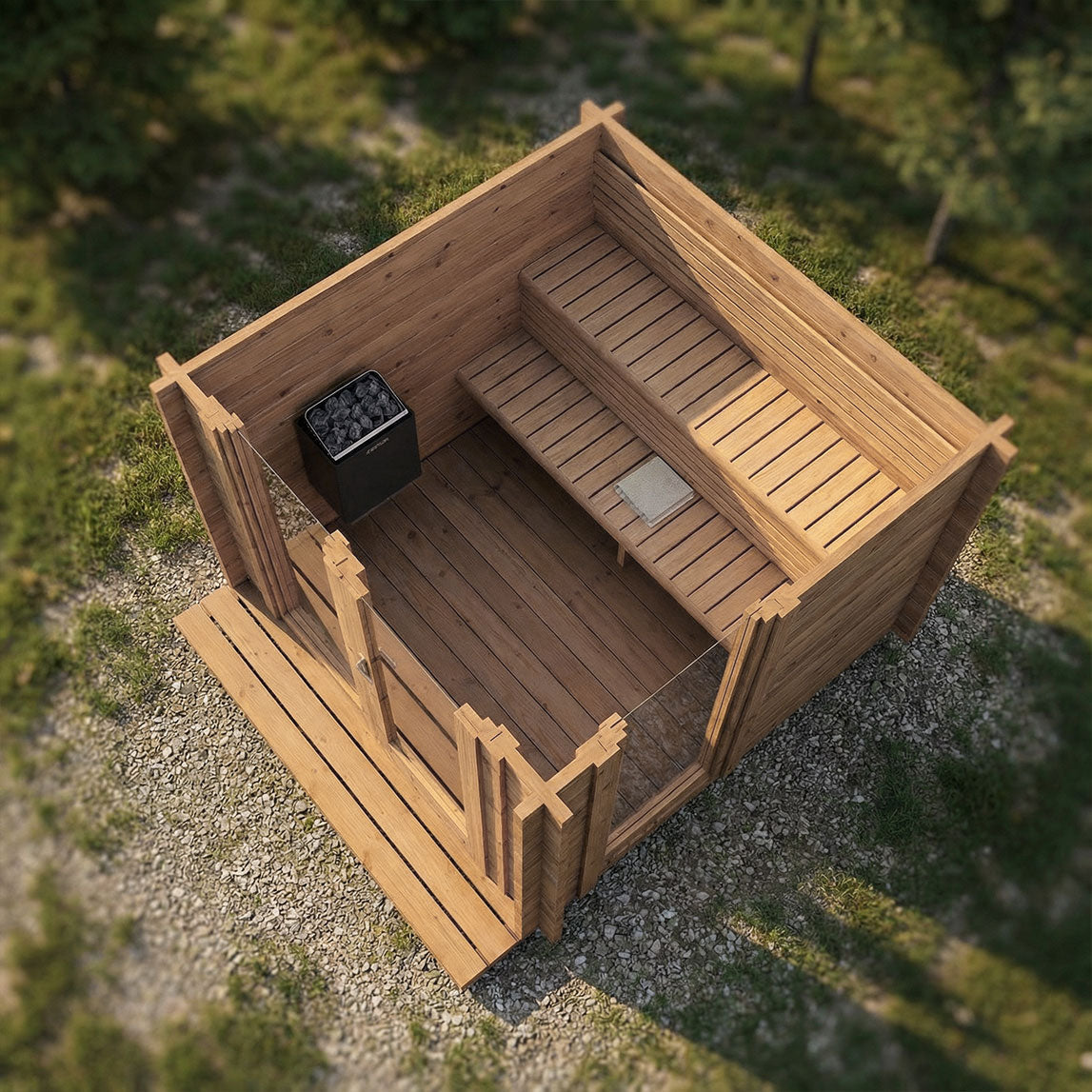 SaunaLife Garden Series G4 Outdoor Sauna Kit with Nordic Spruce Build for Up to Six People