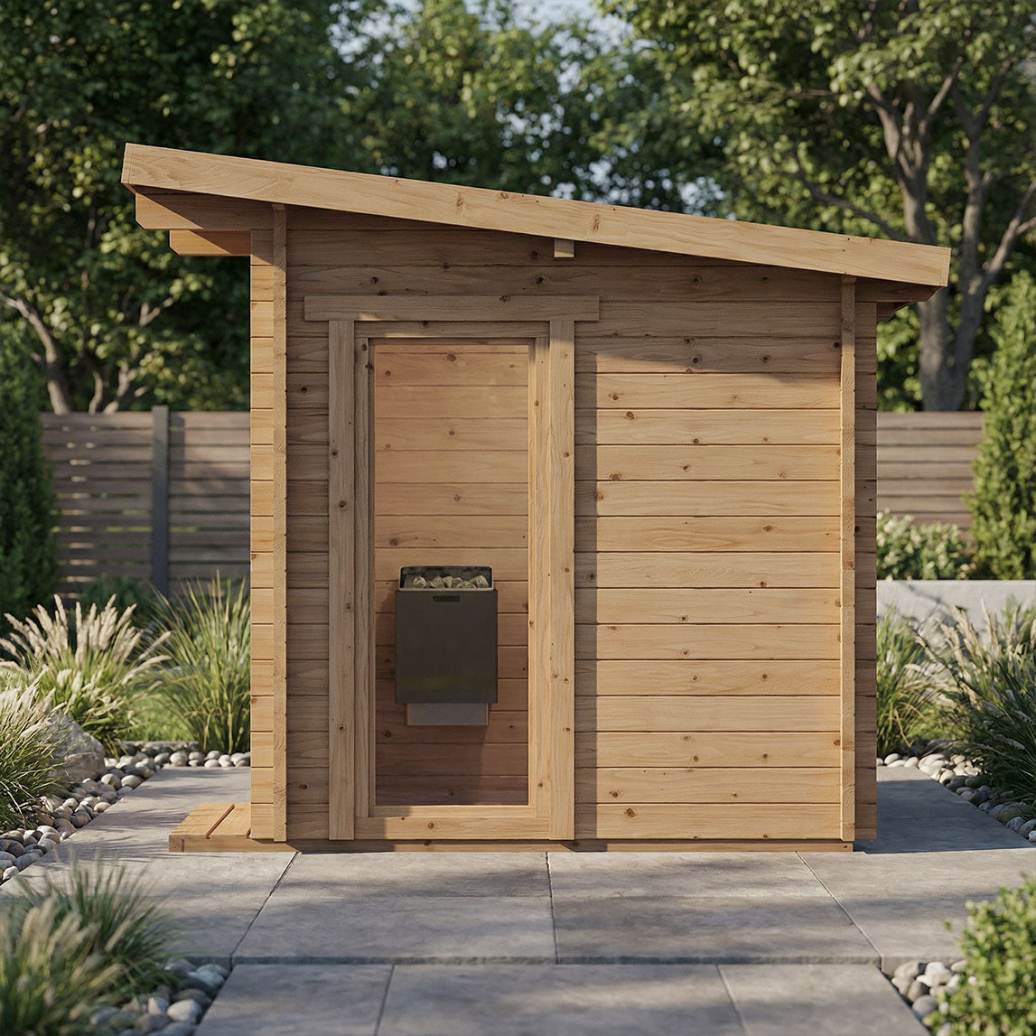 SaunaLife Garden Series G4 Outdoor Sauna Kit with Nordic Spruce Build for Up to Six People