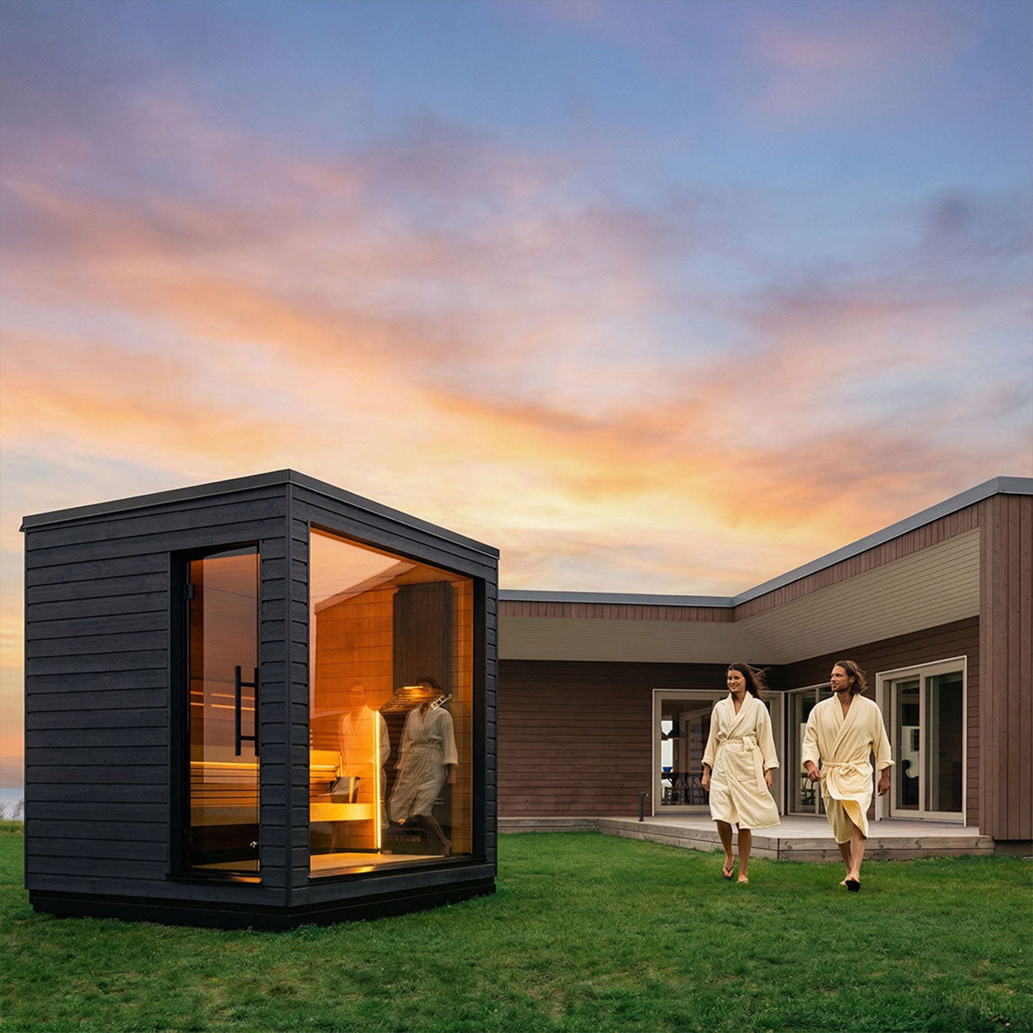 SaunaLife G6 Pre Assembled 5 Person Outdoor Sauna Cabin with Alder Interior