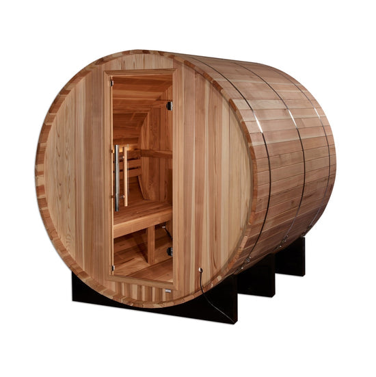 Golden Designs Arosa 4-Person Outdoor Barrel Steam Sauna in Pacific Cedar Wood