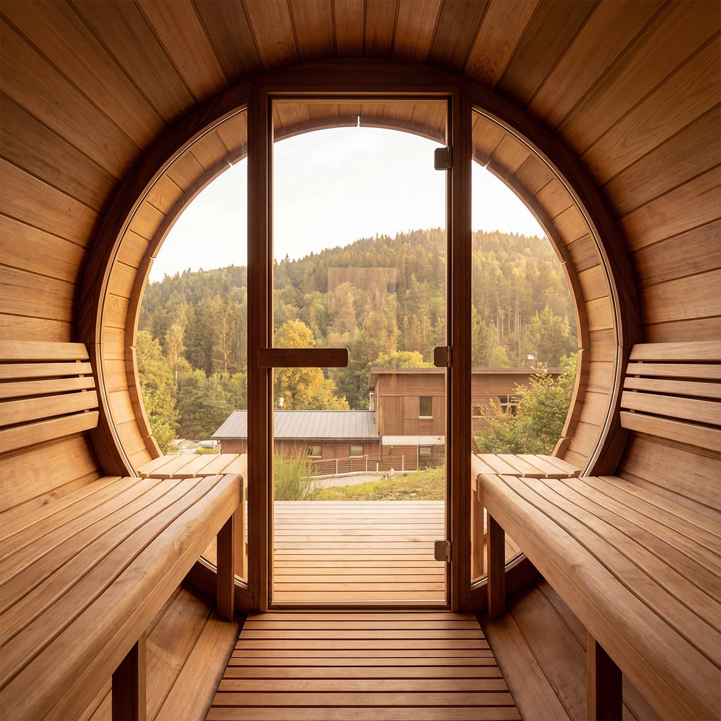 SaunaLife Model E8 Outdoor Sauna Barrel ERGO Series