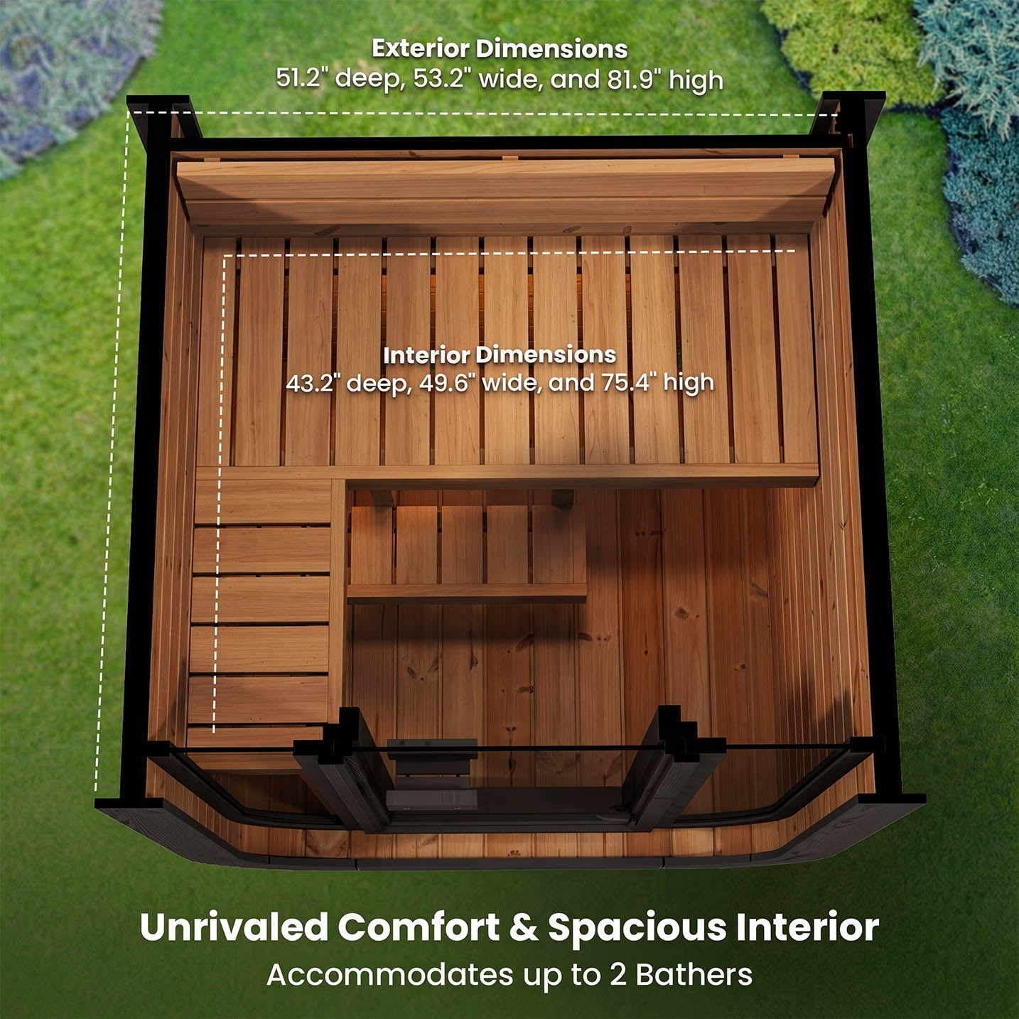 SaunaLife CL3G 2 Person Cube Series Outdoor Sauna Kit