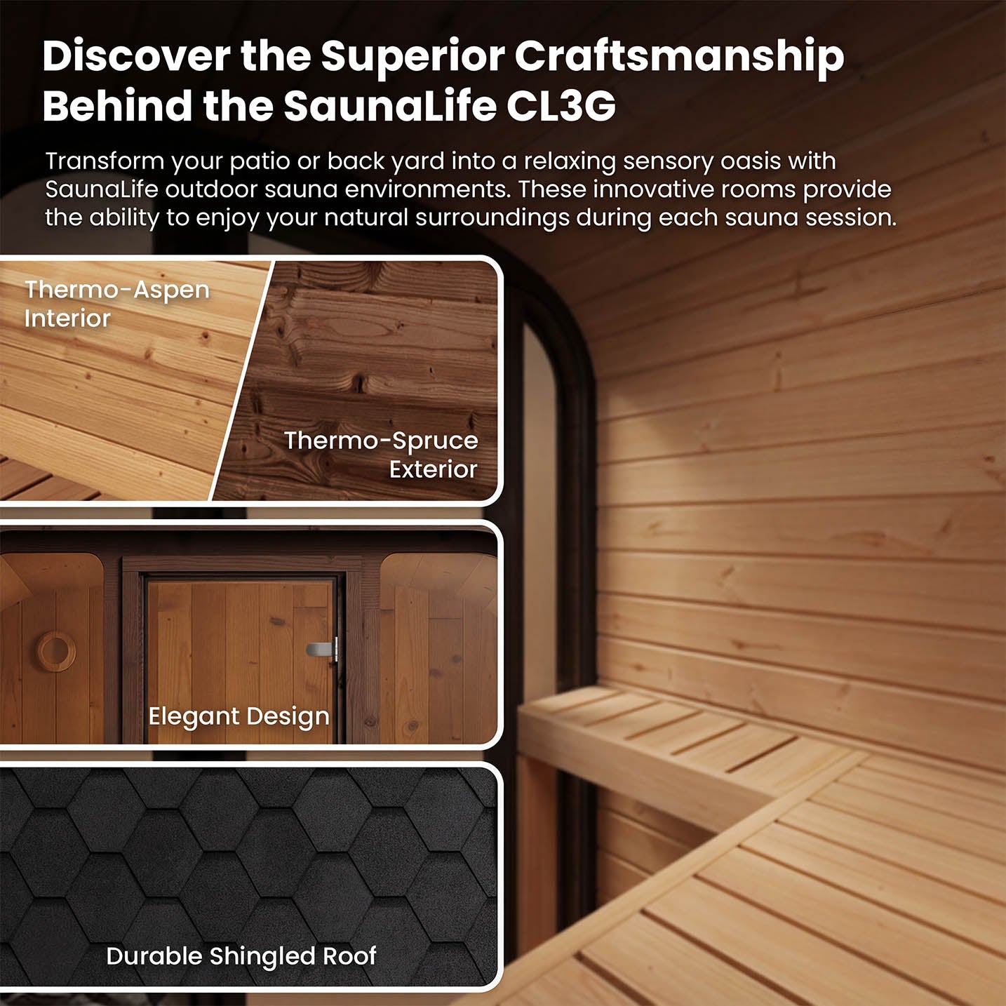 SaunaLife CL7G 6 Person Cube Series Outdoor Sauna Kit