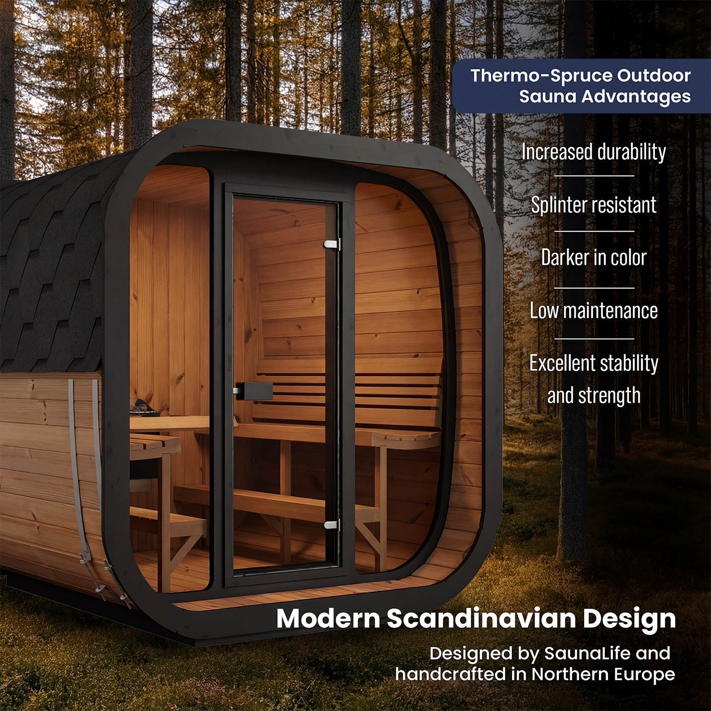 SaunaLife CL7G 6 Person Cube Series Outdoor Sauna Kit