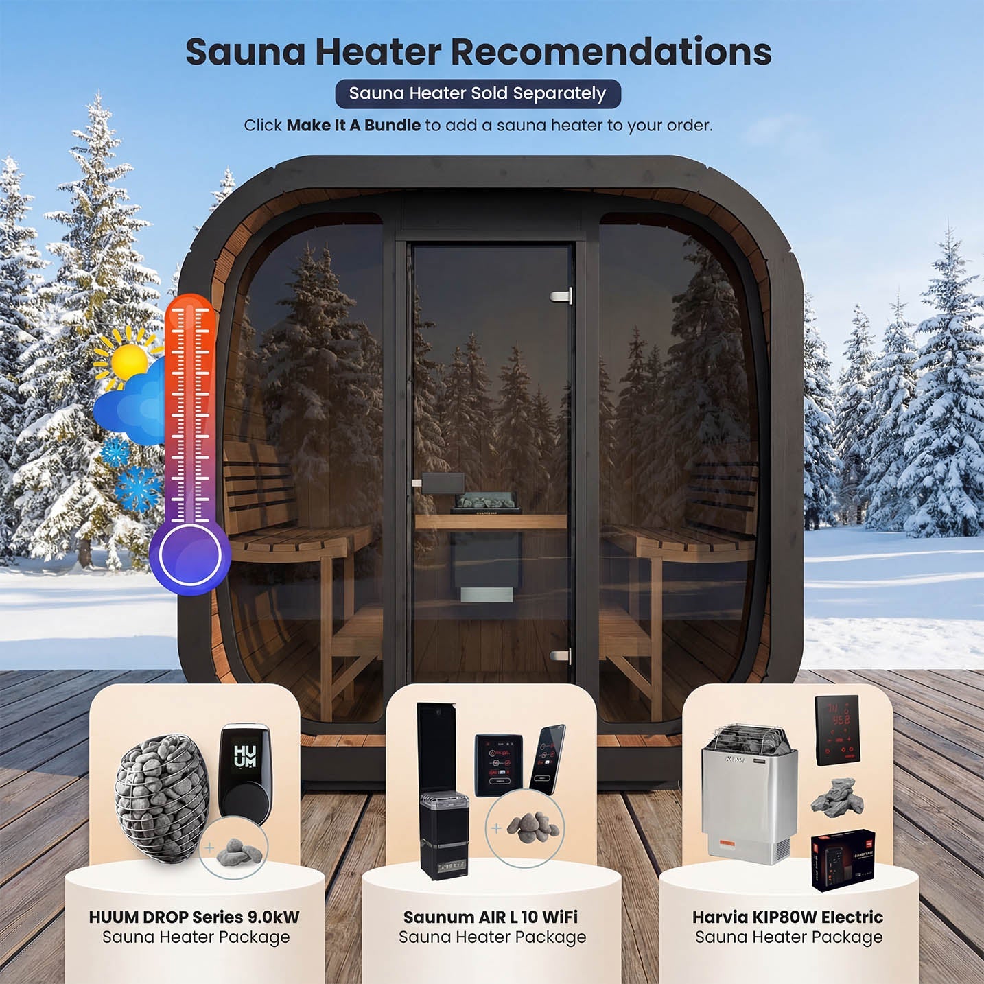 SaunaLife CL7G 6 Person Cube Series Outdoor Sauna Kit