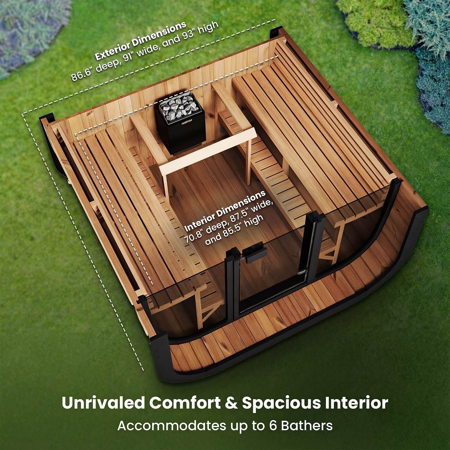 SaunaLife CL7G 6 Person Cube Series Outdoor Sauna Kit