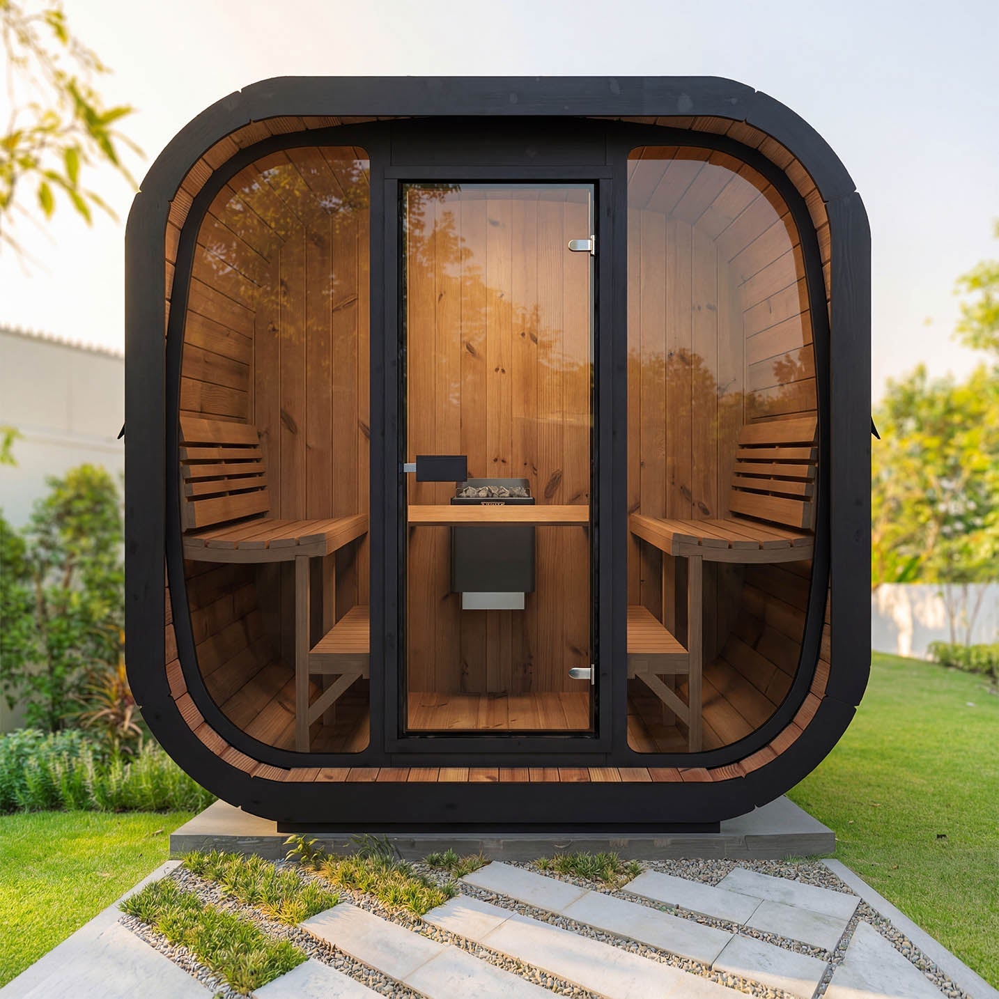 SaunaLife CL7G 6 Person Cube Series Outdoor Sauna Kit