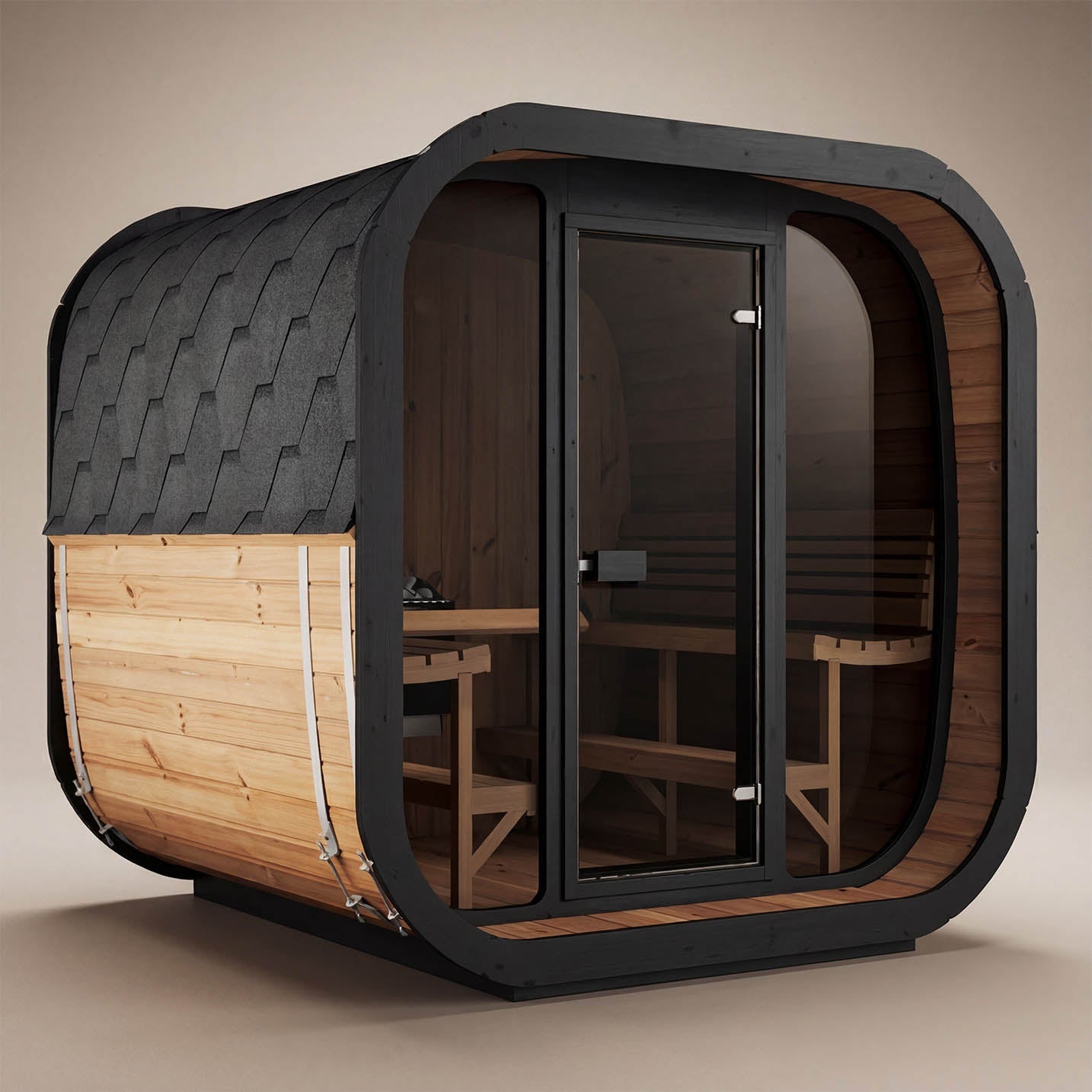 SaunaLife CL7G 6 Person Cube Series Outdoor Sauna Kit