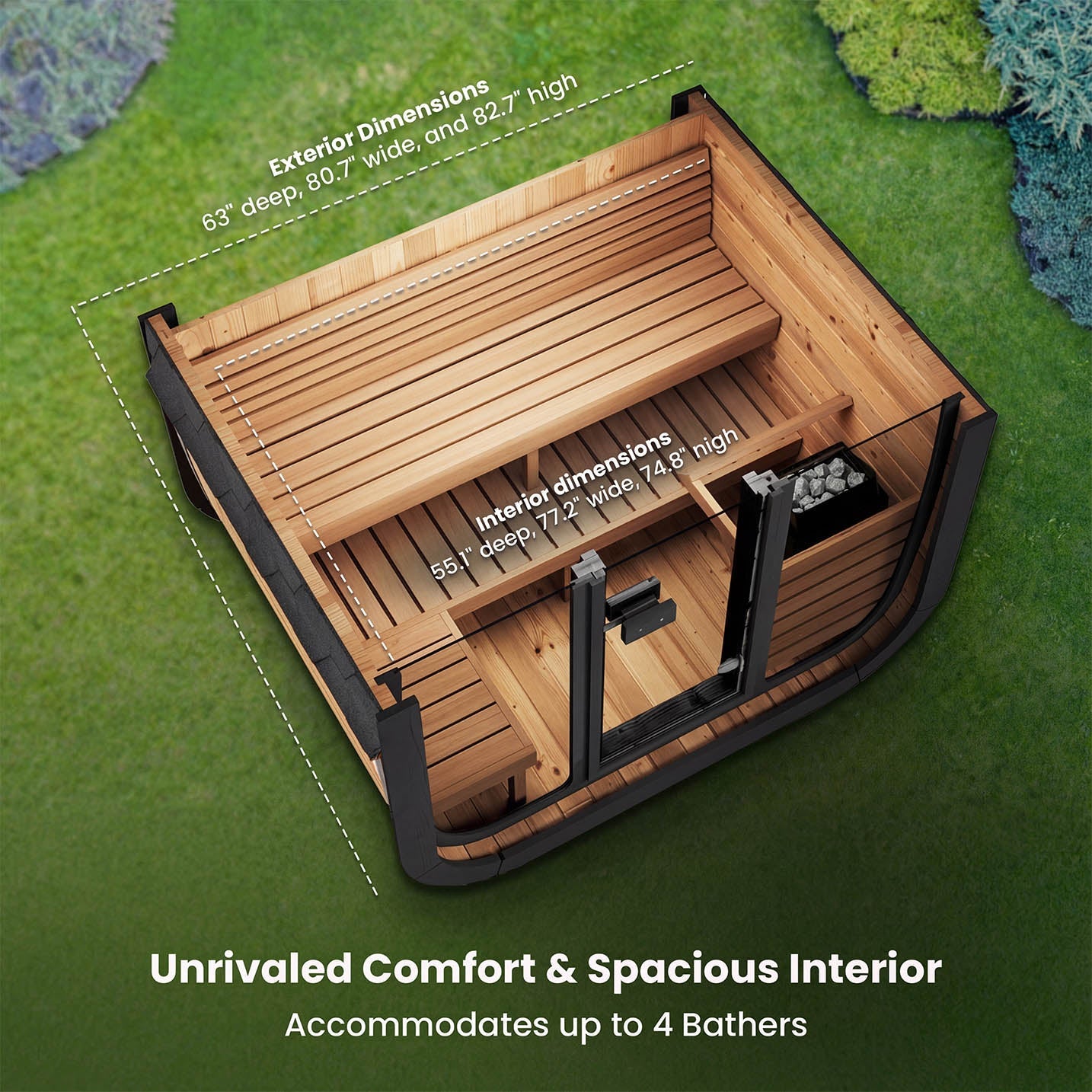 SaunaLife CL5G 4 Person Cube Series Outdoor Sauna Kit