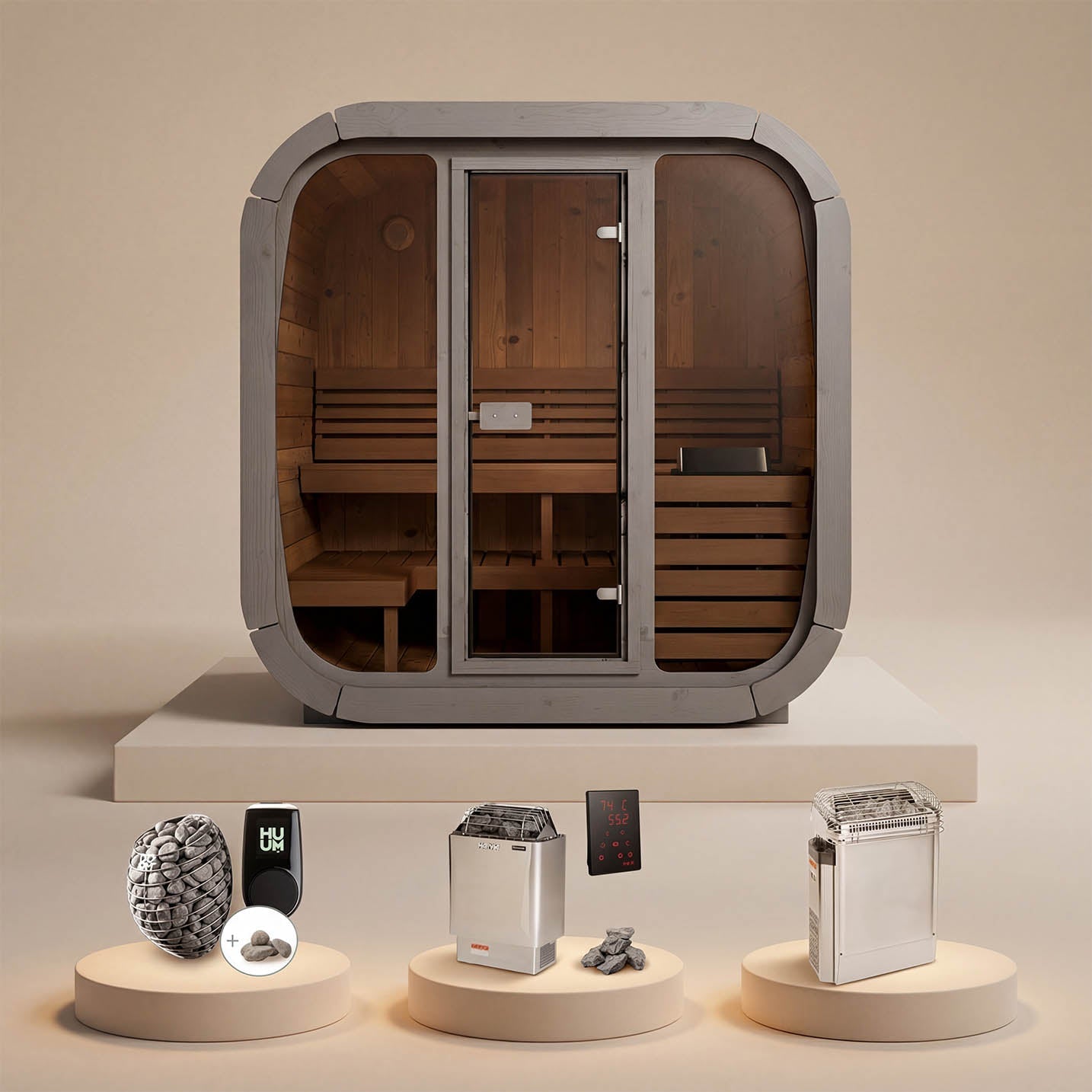 SaunaLife CL5G 4 Person Cube Series Outdoor Sauna Kit