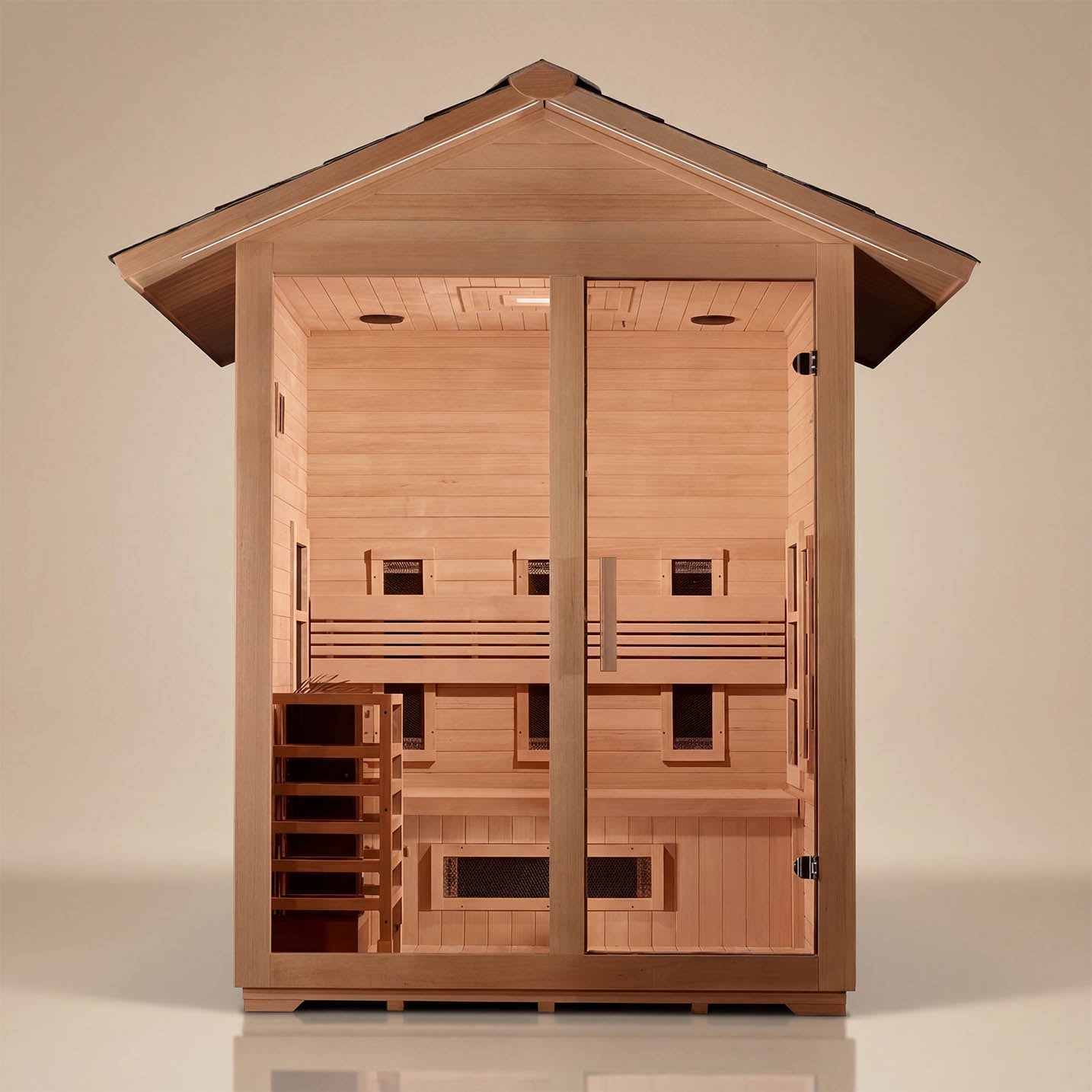 Golden Designs Carinthia 3 Person Outdoor Hybrid Sauna | Full Spectrum IR + Traditional