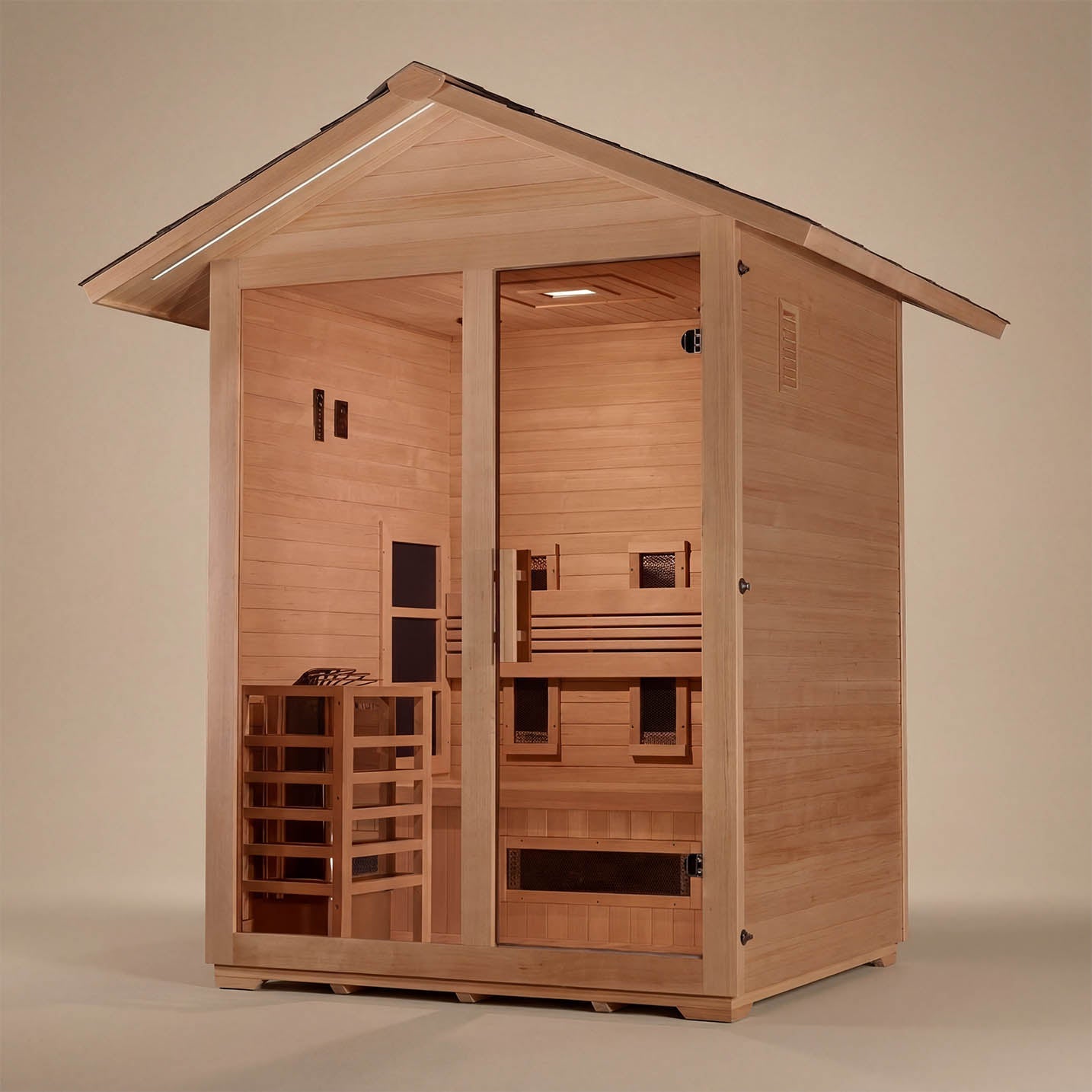 Golden Designs Carinthia 3 Person Outdoor Hybrid Sauna | Full Spectrum IR + Traditional