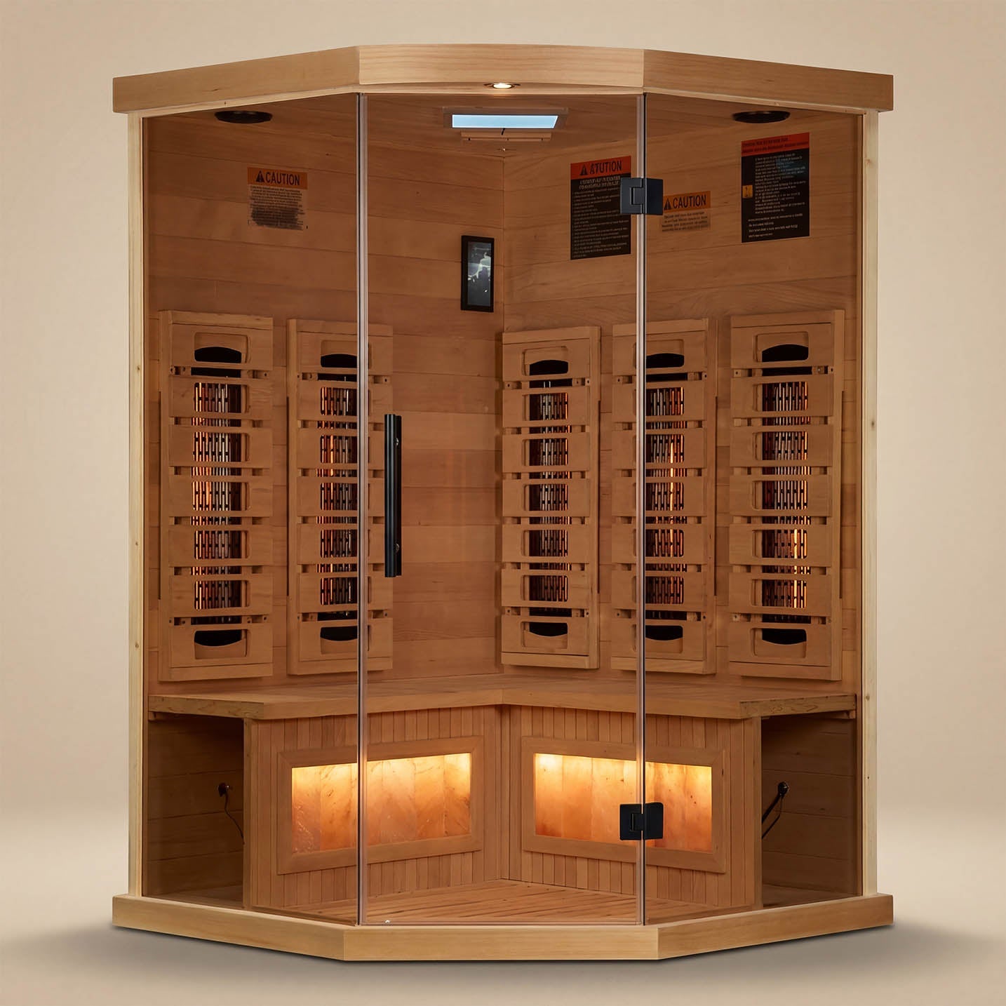 Golden Designs 3 Person Corner Full Spectrum Infrared Sauna with Himalayan Salt Bar