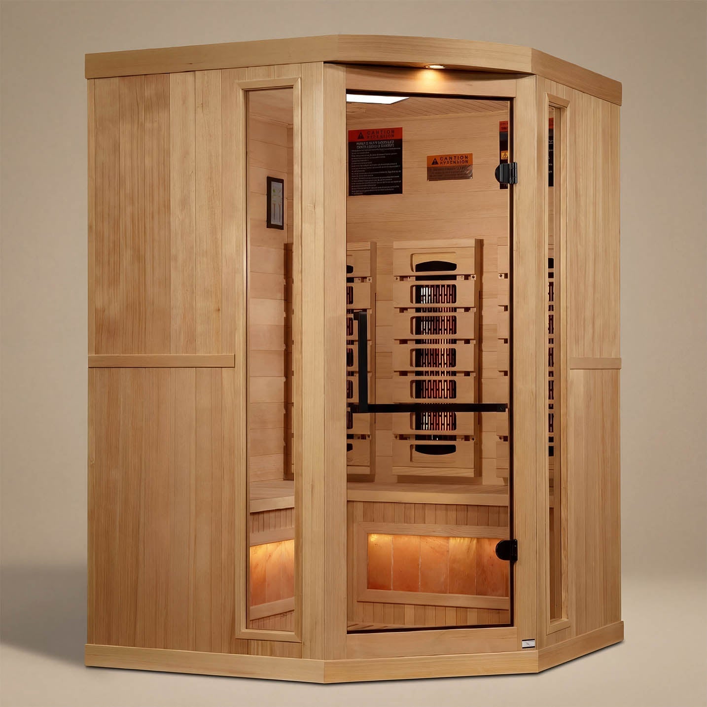 Golden Designs 3 Person Corner Full Spectrum Infrared Sauna with Himalayan Salt Bar
