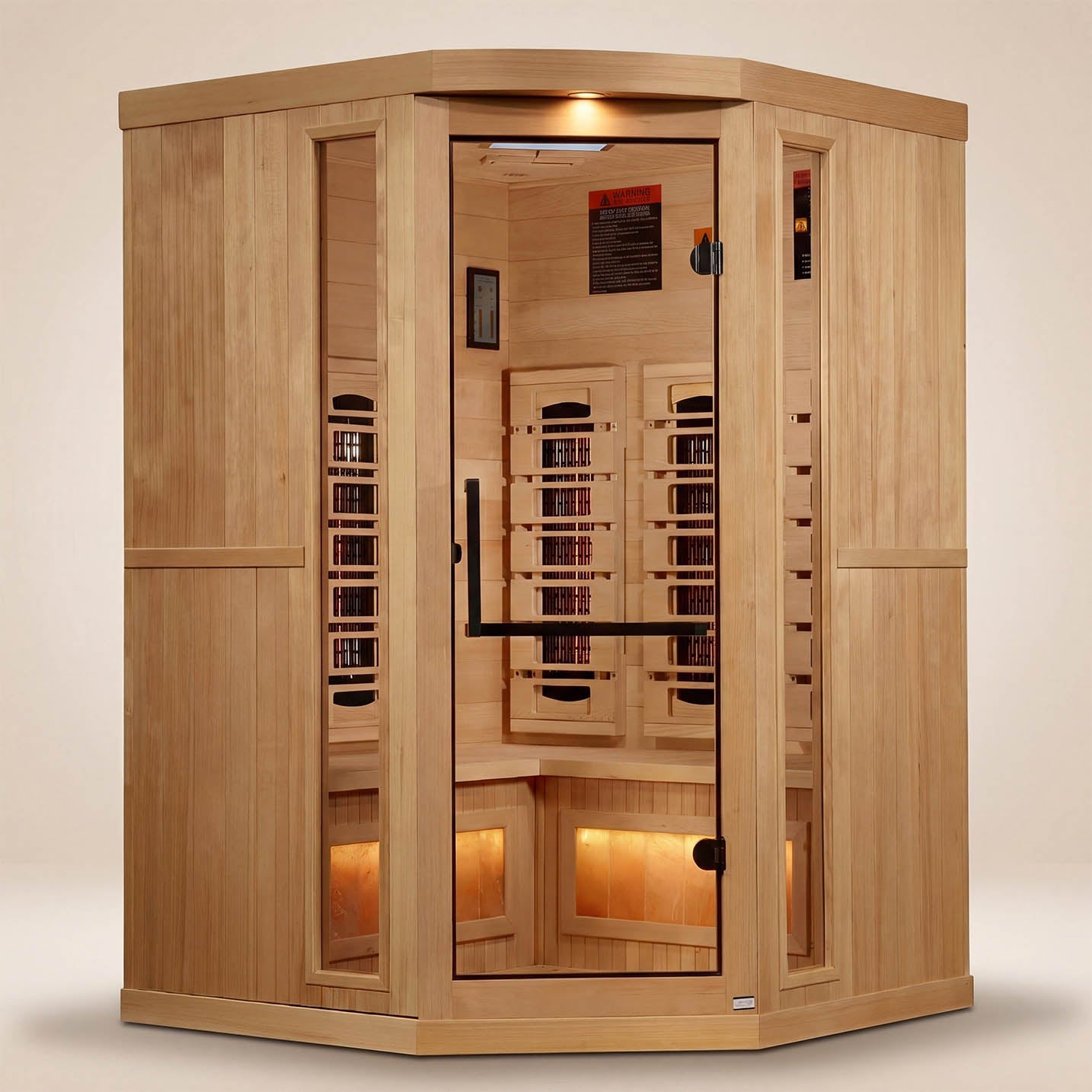 Golden Designs 3 Person Corner Full Spectrum Infrared Sauna with Himalayan Salt Bar