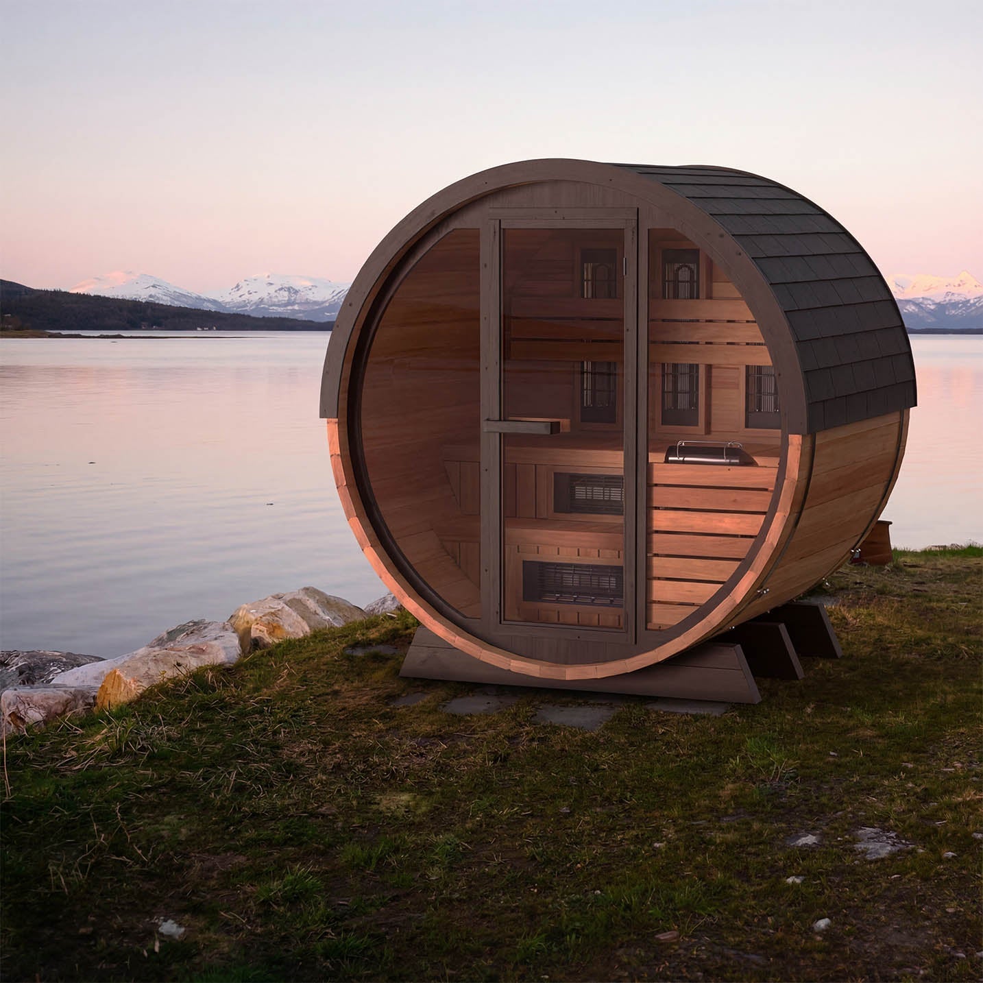 Finnmark FD-7 4 Person Infrared and Traditional Barrel Sauna
