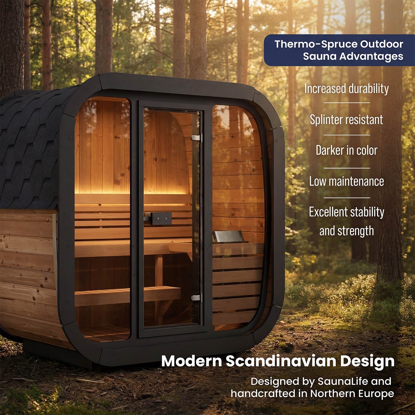 SaunaLife CL5G 4 Person Cube Series Outdoor Sauna Kit