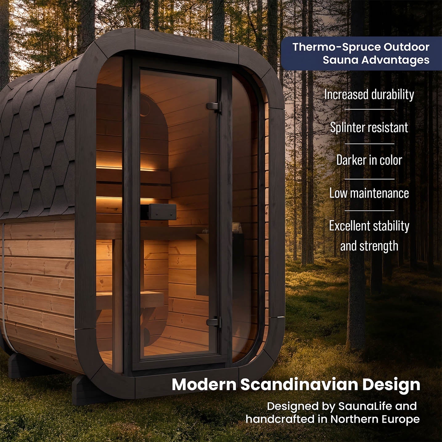 SaunaLife CL3G 2 Person Cube Series Outdoor Sauna Kit