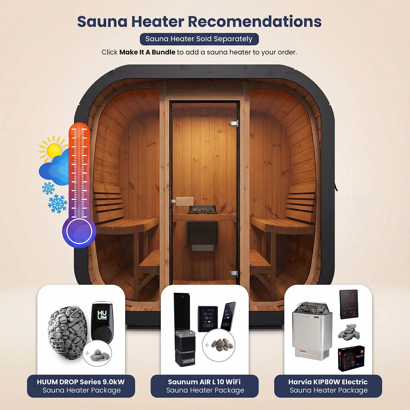 SaunaLife CL4G 3 Person Cube Series Outdoor Sauna Kit