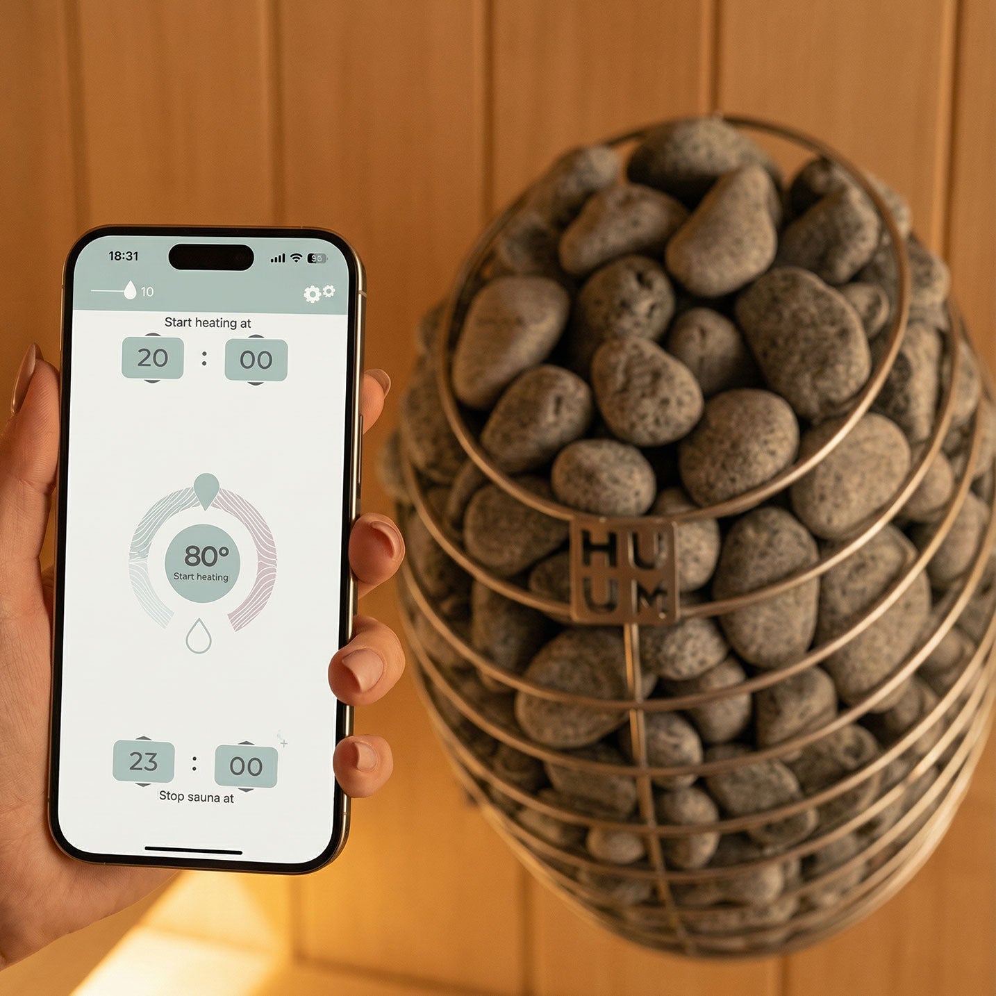 HUUM Drop 9 kW Electric Sauna Heater Package for Luxury Home Saunas